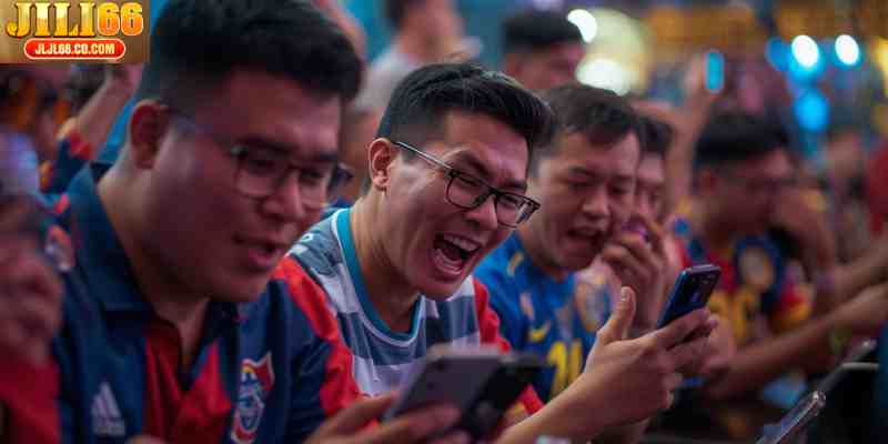 Filipino sports fans playing sports prediction games on mobile phones